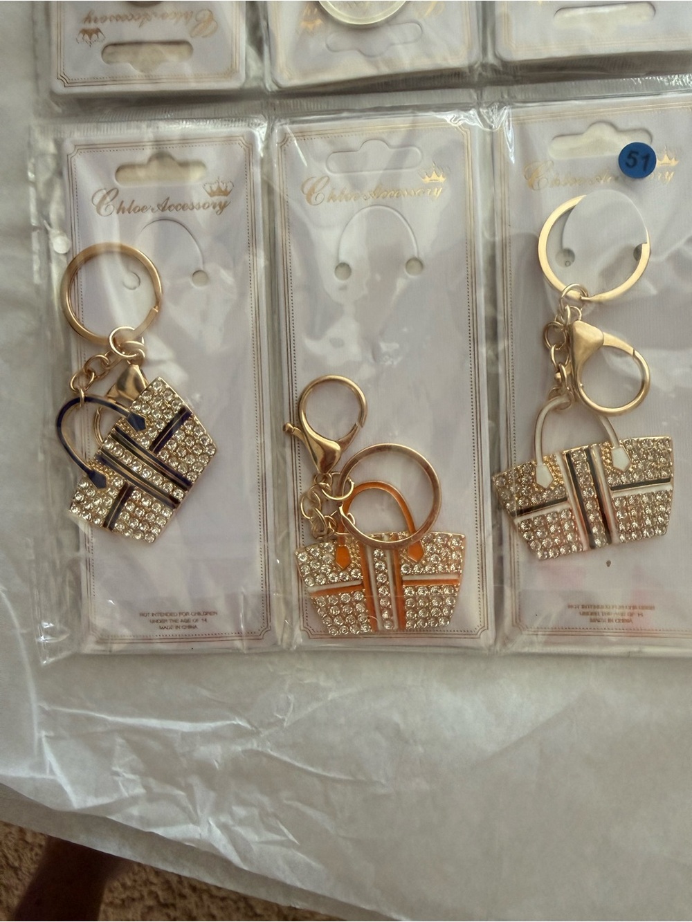 Gold Crystal Purse Charm Keychain